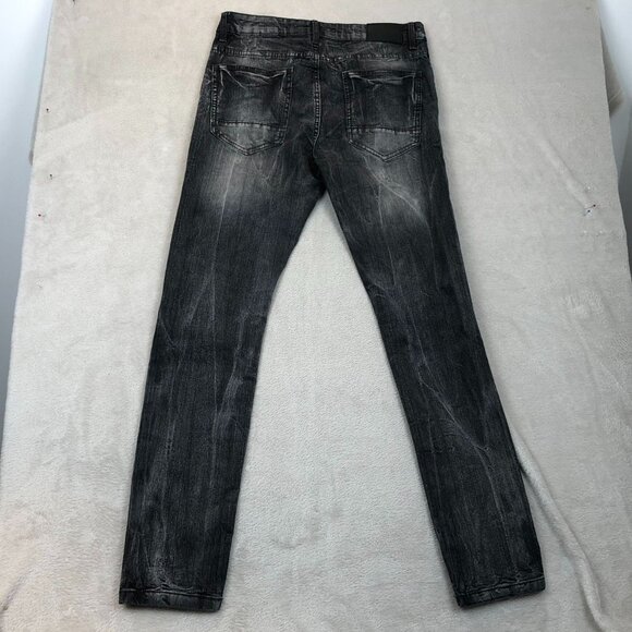 Southpole Mens Jeans Size 32x31 Measured Distressed Straight Biker Black Denim - Picture 15 of 15